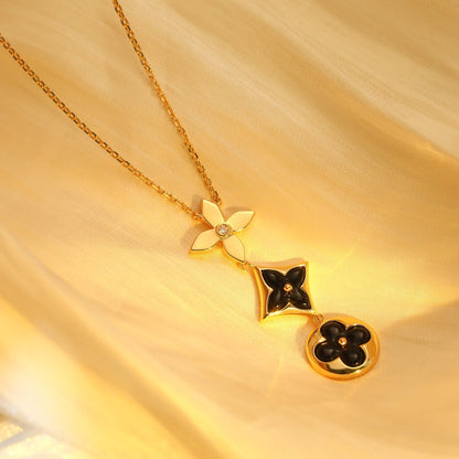 [⭐Mirelle]STAR AND SUN ONYX PINK GOLD NECKLACE