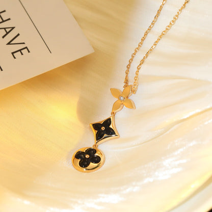 [⭐Mirelle]STAR AND SUN ONYX PINK GOLD NECKLACE