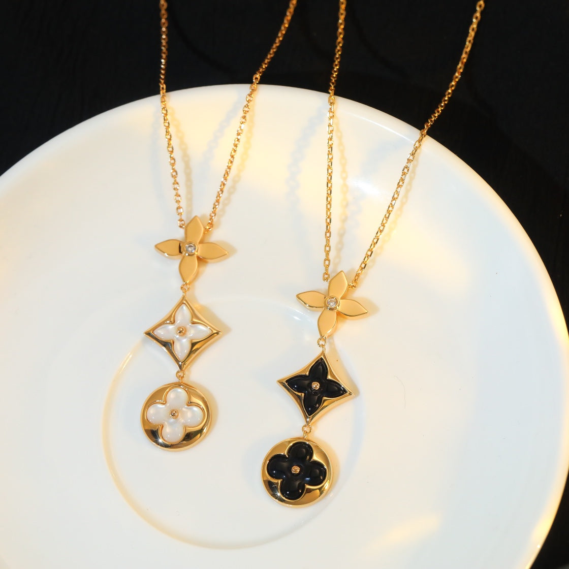 [⭐Mirelle]STAR AND SUN ONYX PINK GOLD NECKLACE