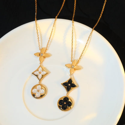 [⭐Mirelle]STAR AND SUN ONYX PINK GOLD NECKLACE