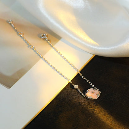 [⭐Mirelle]SUN MOTIF PINK MOP SILVER BRACELET