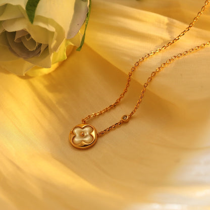 [⭐Mirelle]SUN PEDANT PINK GOLD 1 DIAMOND NECKLACE