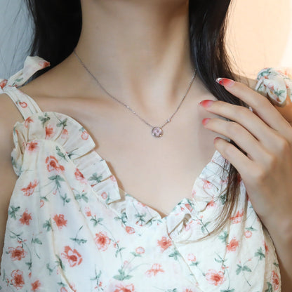 [⭐Mirelle]SUN PEDANT PINK GOLD 1 DIAMOND NECKLACE