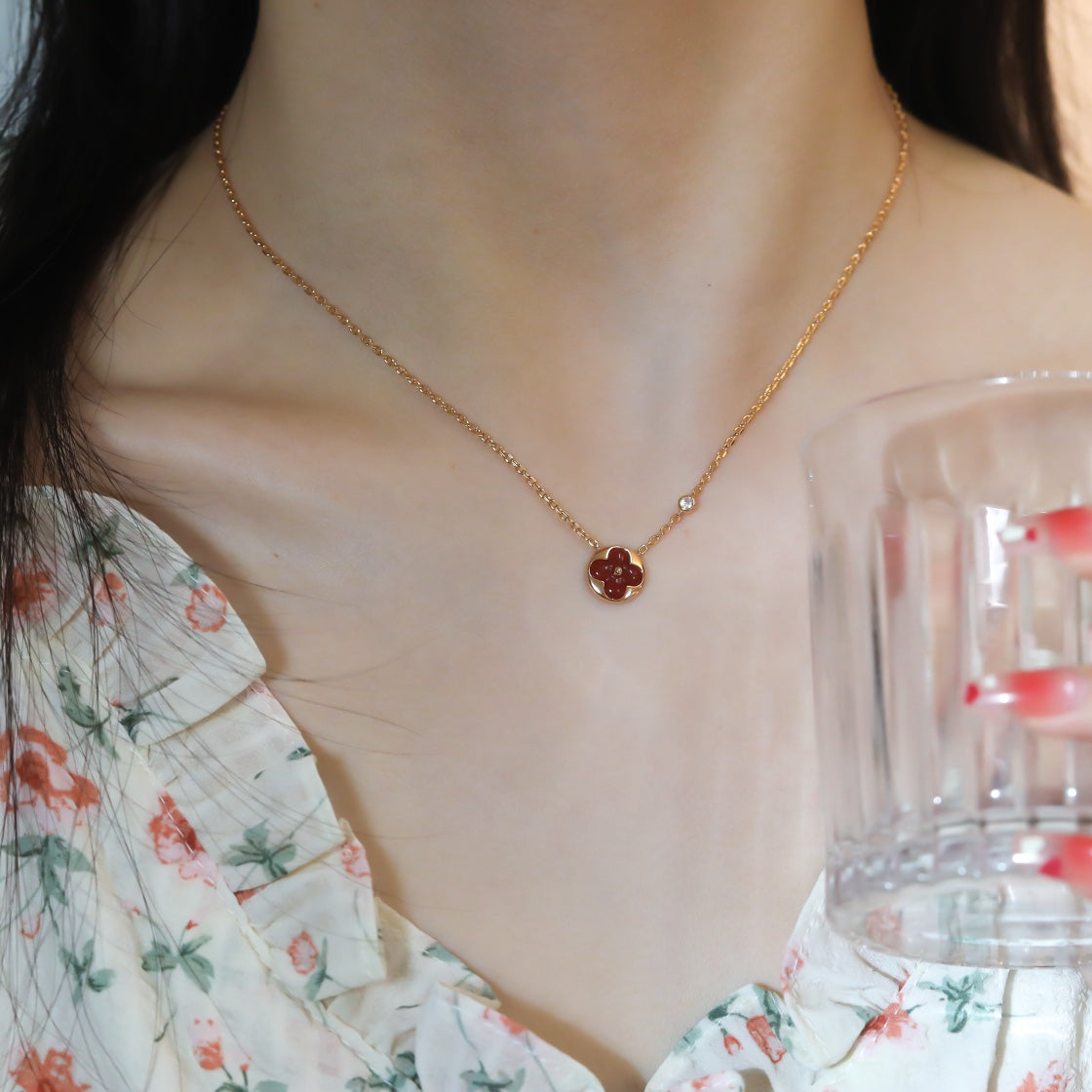 [⭐Mirelle]SUN PEDANT PINK GOLD 1 DIAMOND NECKLACE