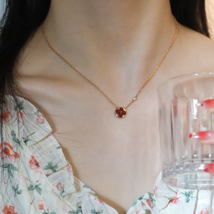 [⭐Mirelle]SUN PEDANT PINK GOLD 1 DIAMOND NECKLACE