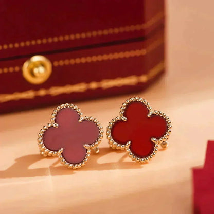 [⭐Mirelle]CLOVER MEDIUM 1 MOTIFS CARNELIAN  EARRINGS