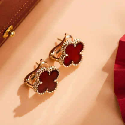 [⭐Mirelle]CLOVER MEDIUM 1 MOTIFS CARNELIAN  EARRINGS