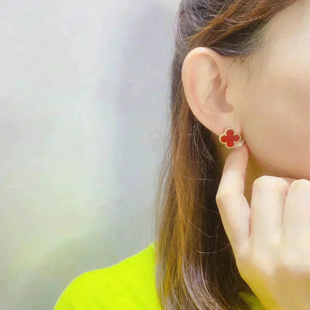 [⭐Mirelle]CLOVER MEDIUM 1 MOTIFS CARNELIAN  EARRINGS