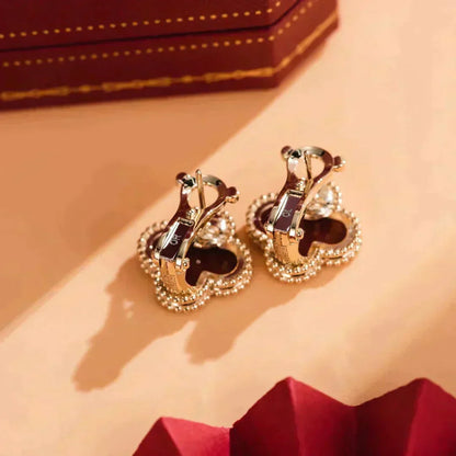 [⭐Mirelle]CLOVER MEDIUM 1 MOTIFS CARNELIAN  EARRINGS