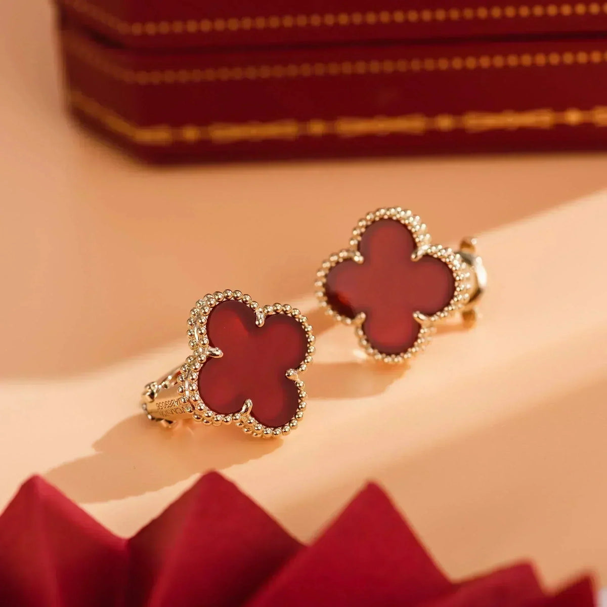 [⭐Mirelle]CLOVER MEDIUM 1 MOTIFS CARNELIAN  EARRINGS