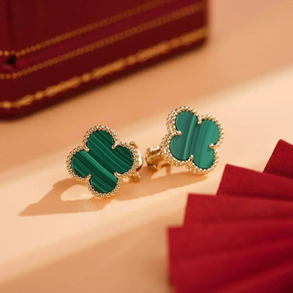 [⭐Mirelle]CLOVER MEDIUM 1 MOTIFS MALACHITE  EARRINGS