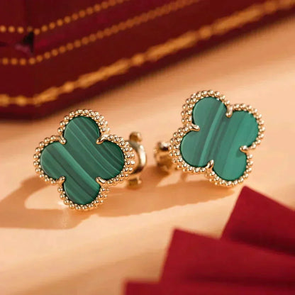 [⭐Mirelle]CLOVER MEDIUM 1 MOTIFS MALACHITE  EARRINGS