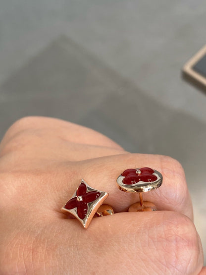 [⭐Mirelle]STAR AND SUN PINK GOLD CARNELIAN STUD EARRINGS