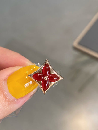 [⭐Mirelle]STAR AND SUN PINK GOLD CARNELIAN STUD EARRINGS