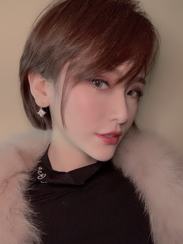 [⭐Mirelle]DOUBLE STAR PINK GOLD MOP DROP EARRINGS
