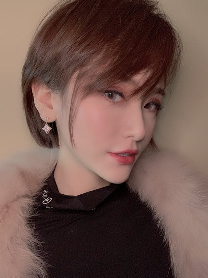 [⭐Mirelle]DOUBLE STAR PINK GOLD MOP DROP EARRINGS