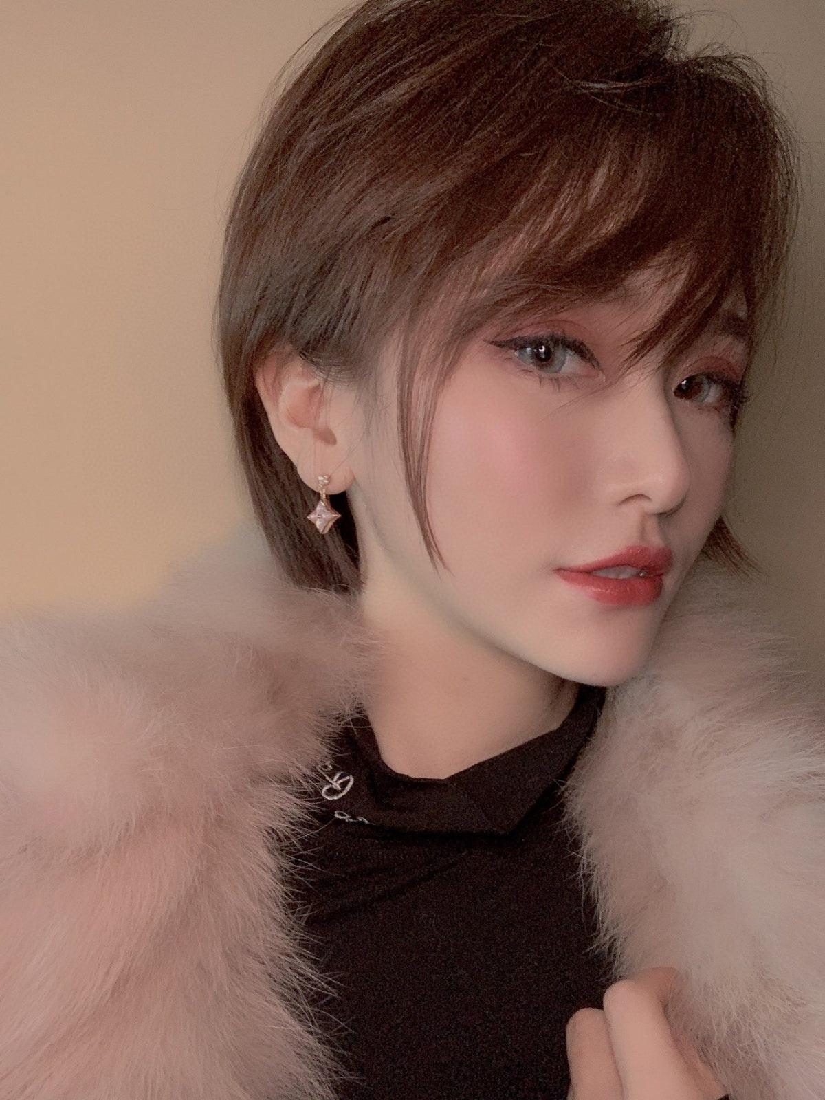 [⭐Mirelle]DOUBLE STAR PINK GOLD MOP DROP EARRINGS