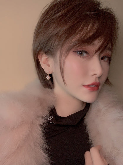 [⭐Mirelle]DOUBLE STAR PINK GOLD MOP DROP EARRINGS