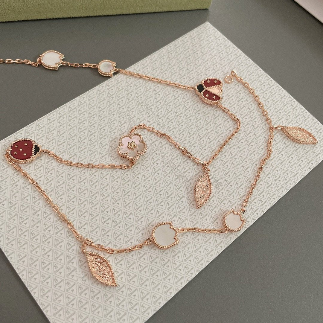[⭐Mirelle]LUCKY SPRING 15 MOTIFS ROSE GOLD NECKLACE