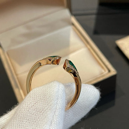 [⭐Mirelle]DREAM MALACHITE DIAMOND OPEN RING