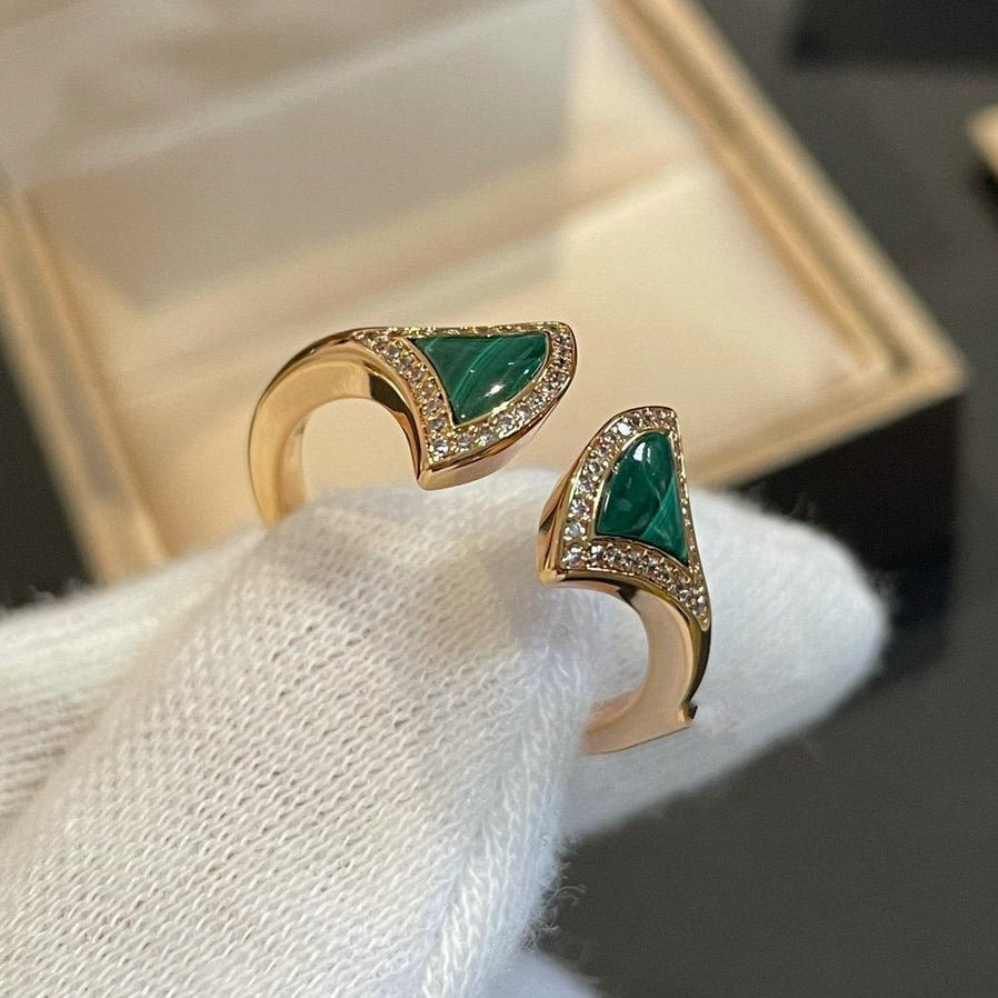 [⭐Mirelle]DREAM MALACHITE DIAMOND OPEN RING