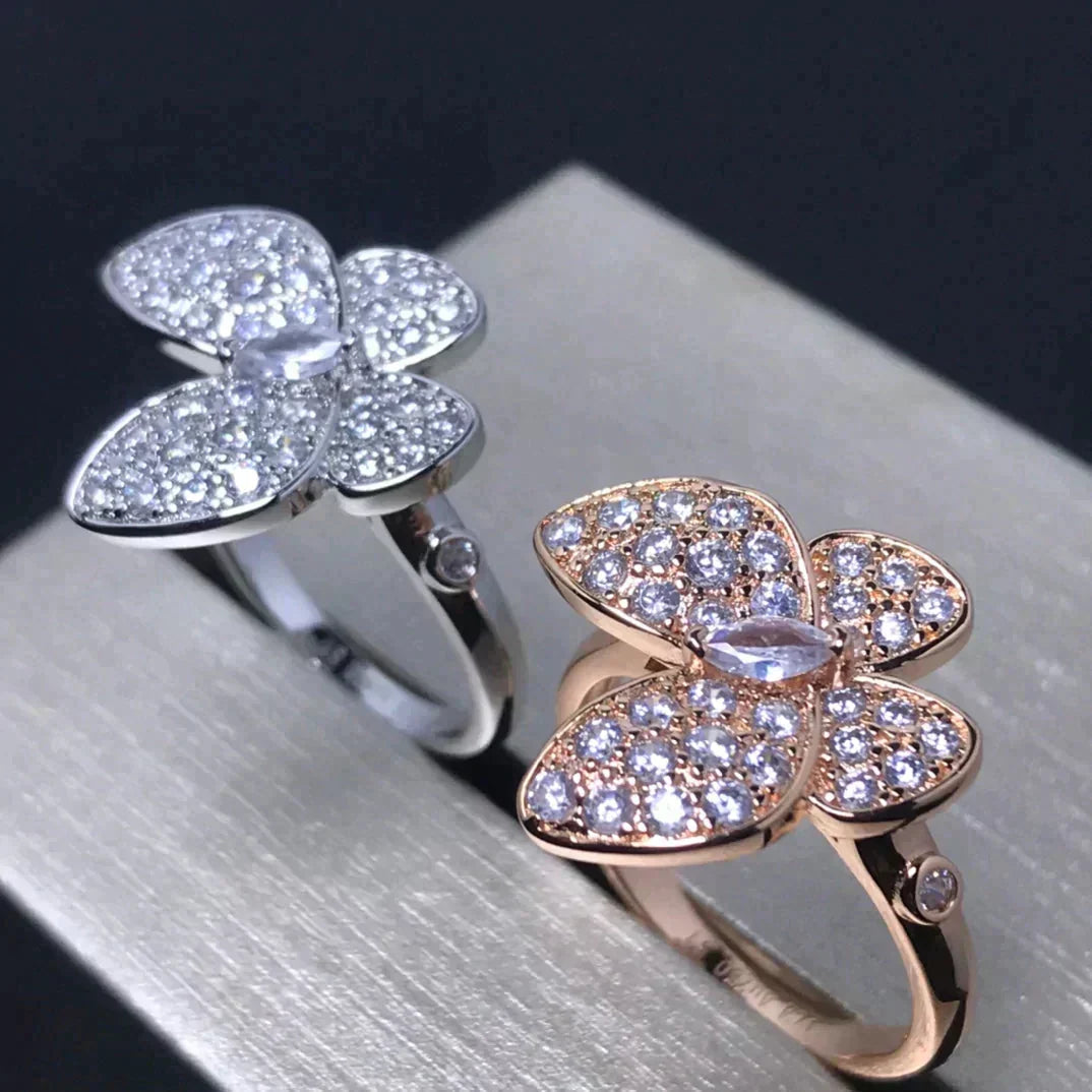 [⭐Mirelle]BUTTERFLY PINK GOLD DIAMOND RING