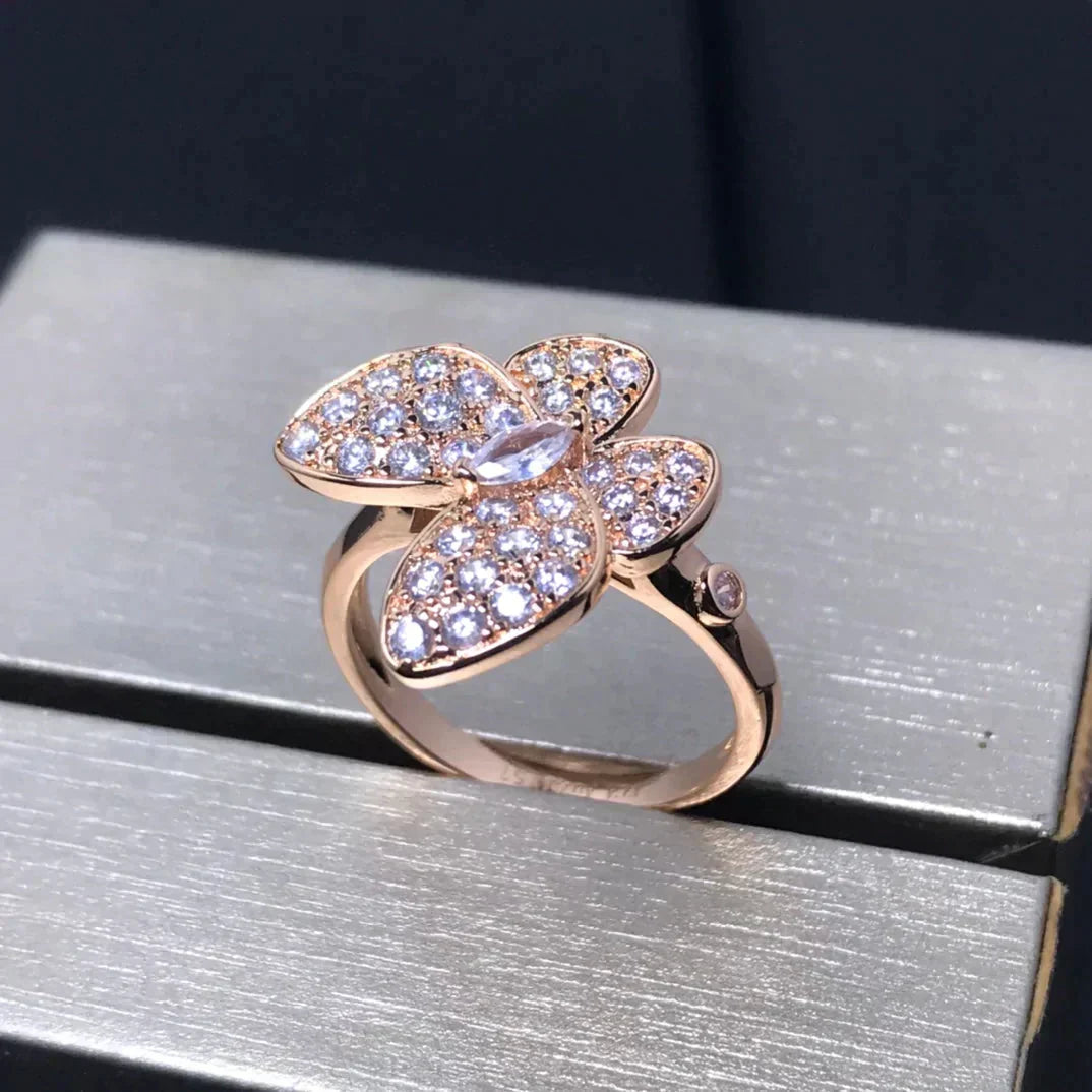 [⭐Mirelle]BUTTERFLY PINK GOLD DIAMOND RING