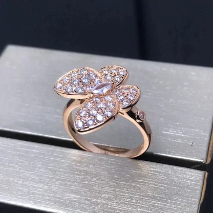 [⭐Mirelle]BUTTERFLY PINK GOLD DIAMOND RING