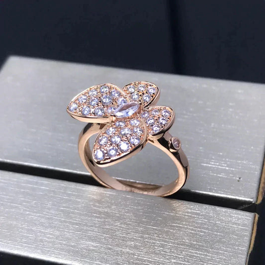 [⭐Mirelle]BUTTERFLY PINK GOLD DIAMOND RING