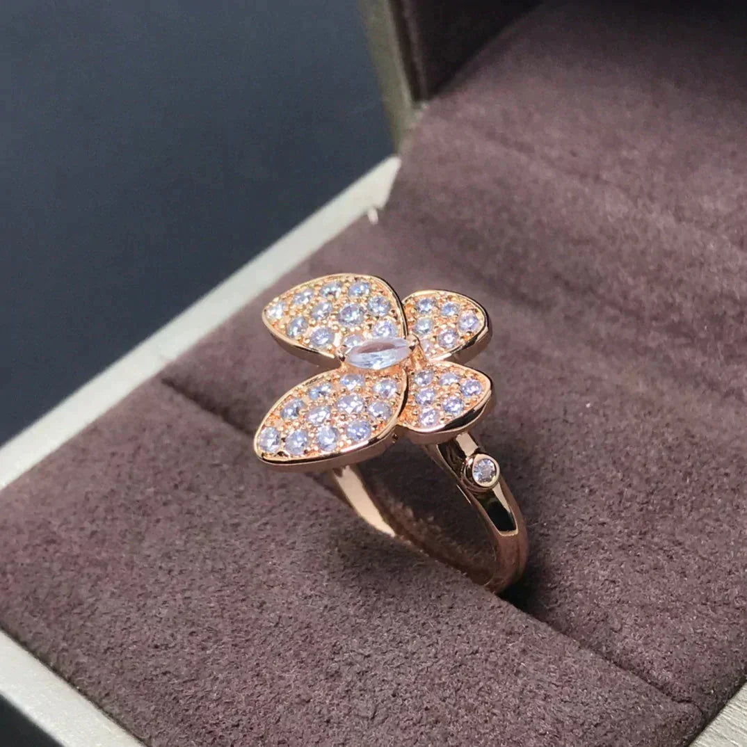 [⭐Mirelle]BUTTERFLY PINK GOLD DIAMOND RING