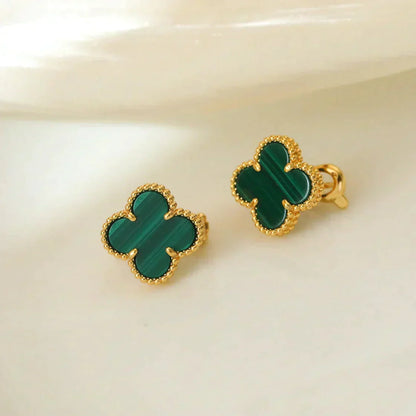 [⭐Mirelle]CLOVER MEDIUM 1 MOTIFS MALACHITE  EARRINGS