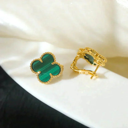 [⭐Mirelle]CLOVER MEDIUM 1 MOTIFS MALACHITE  EARRINGS
