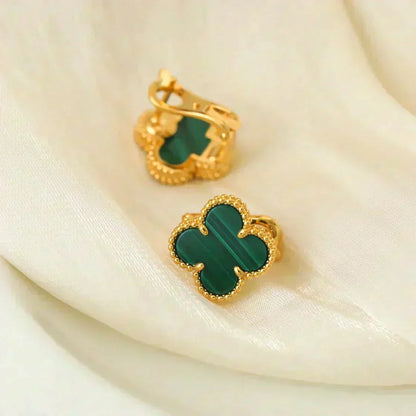 [⭐Mirelle]CLOVER MEDIUM 1 MOTIFS MALACHITE  EARRINGS