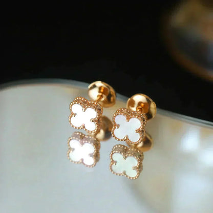 [⭐Mirelle]CLOVER MINI 9.5MM WHITE MOP EARRINGS