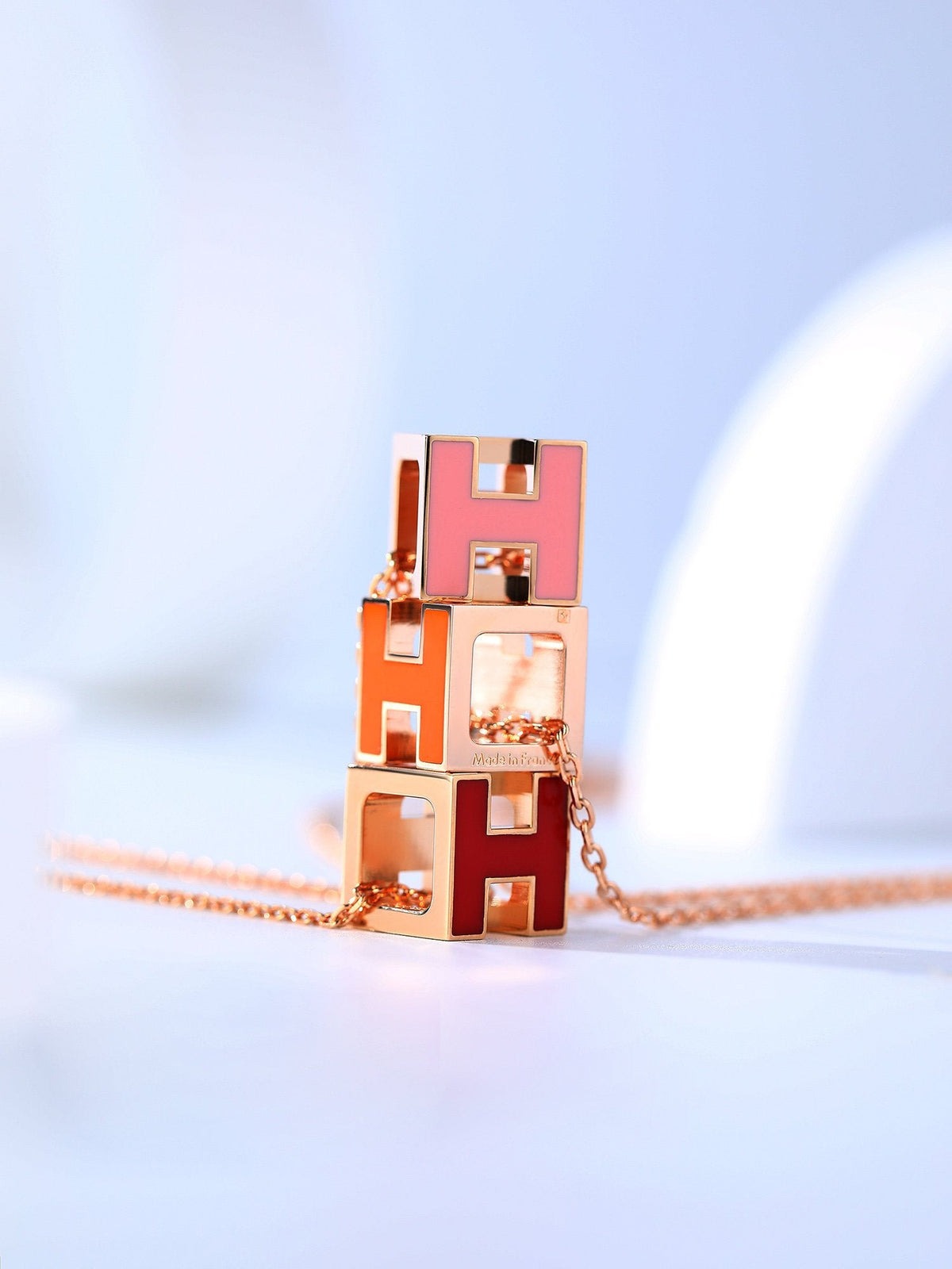 [⭐Mirelle]H CAGE PINK GOLD NECKLACE