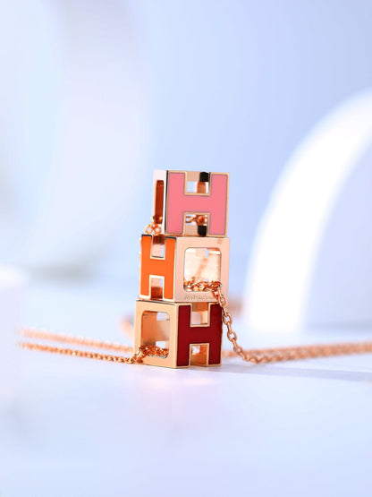 [⭐Mirelle]H CAGE PINK GOLD NECKLACE