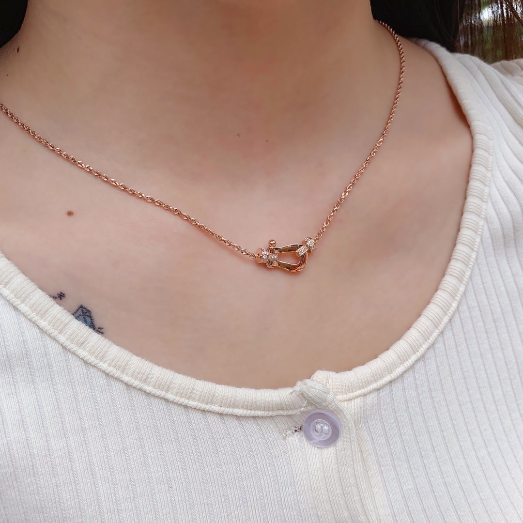 [⭐Mirelle]FORCE 10 PINK GOLD DIAMOND NECKLACE