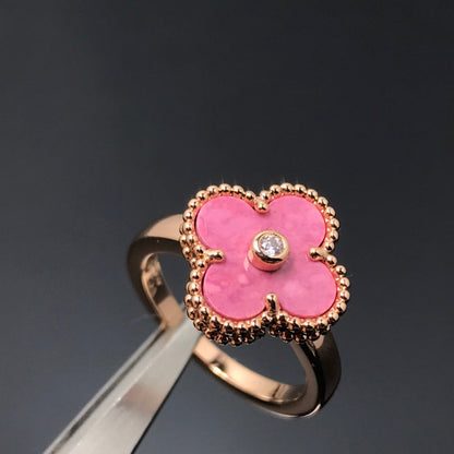 [⭐Mirelle]CLOVER RHODONITE ROSE GOLD RING
