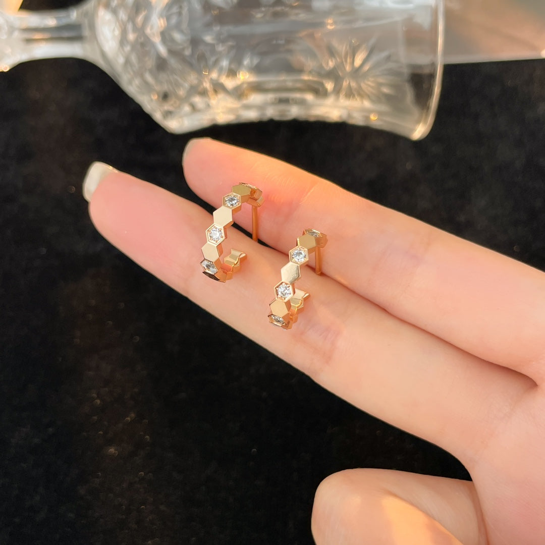 [⭐Mirelle]BEE LOVE DIAMOND HOOP EARRINGS