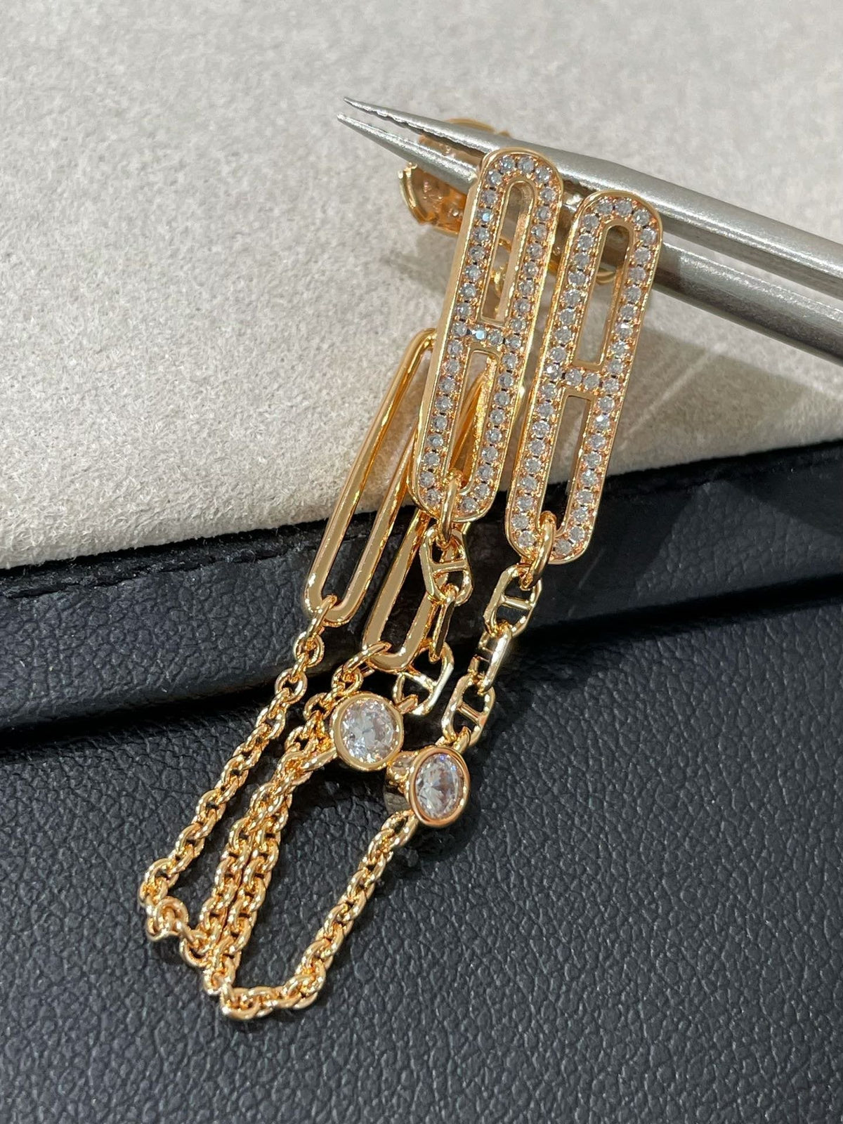 [⭐Mirelle]CHAINE CHAOS DIAMOND DROP EARRINGS