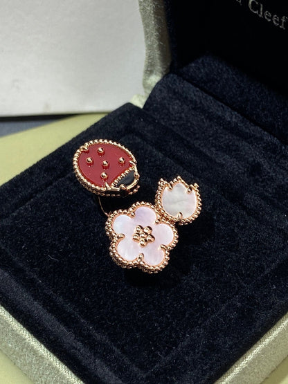 [⭐Mirelle]LUCKY 3 MOTIF ROSE GOLD RING