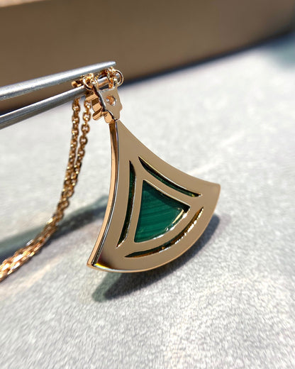 [⭐Mirelle]DREAM MALACHITE DIAMOND PAVED PINK GOLD NECKLACE