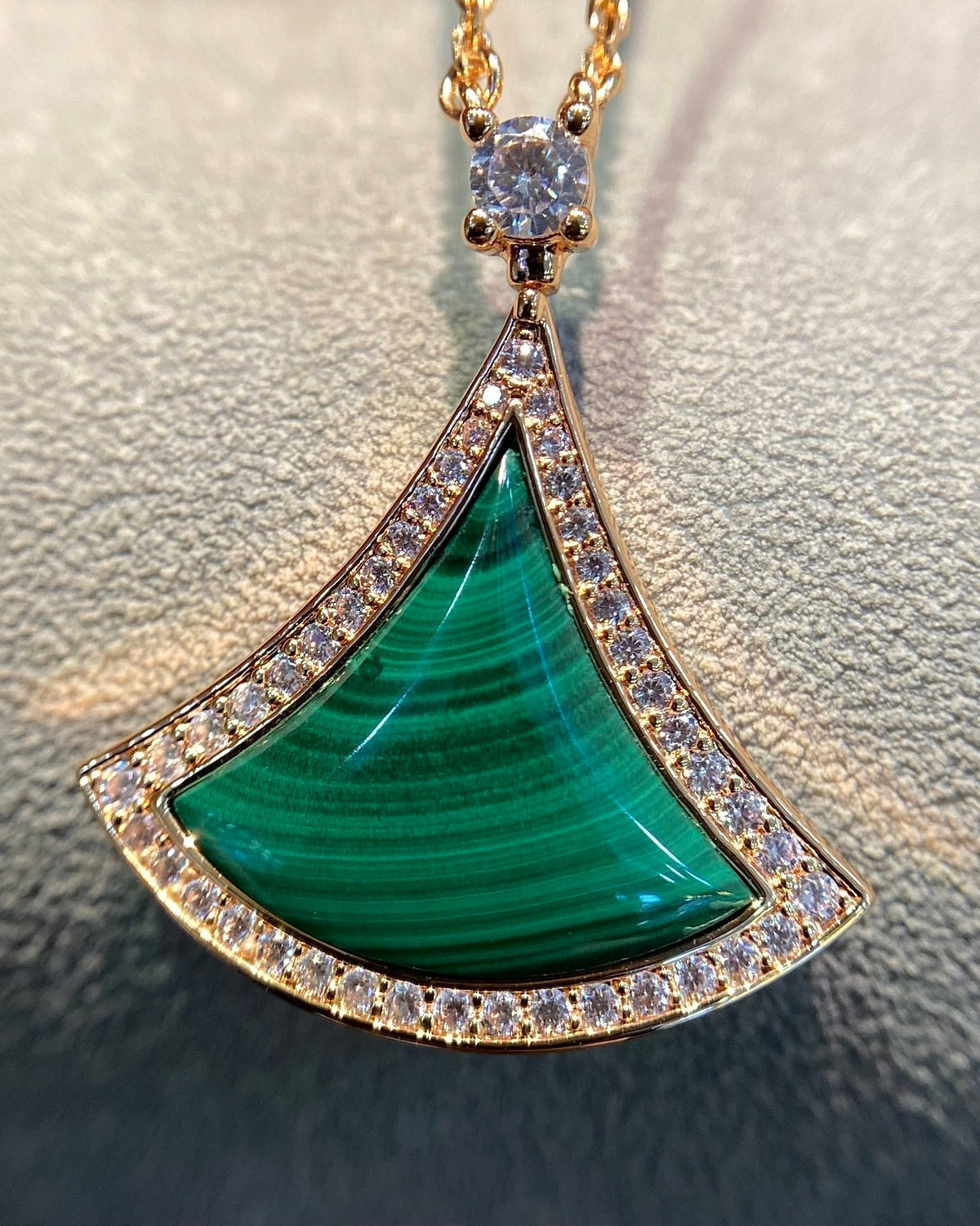 [⭐Mirelle]DREAM MALACHITE DIAMOND PAVED PINK GOLD NECKLACE