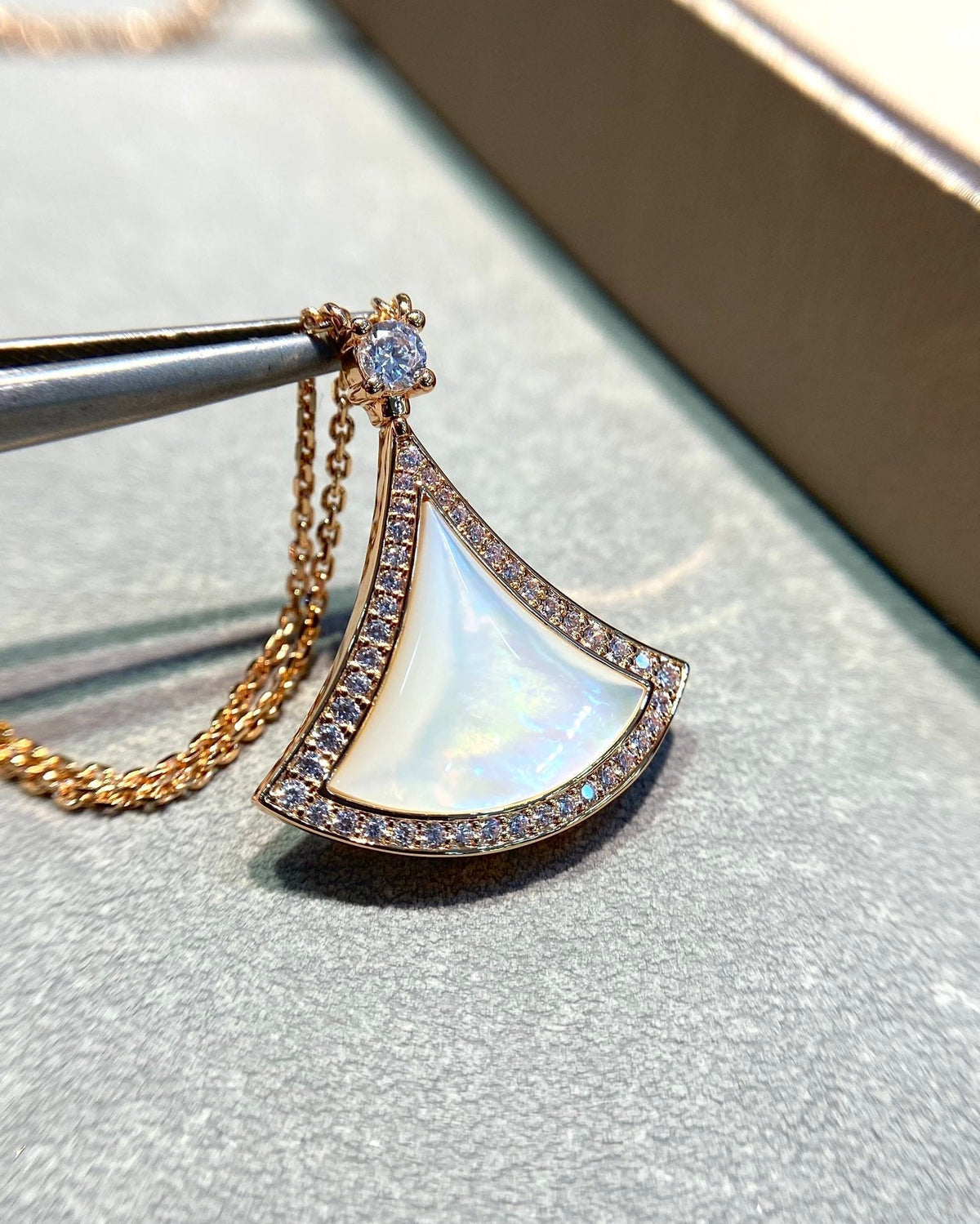 [⭐Mirelle]DREAM MOP DIAMOND PAVED PINK GOLD NECKLACE