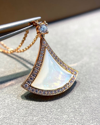 [⭐Mirelle]DREAM MOP DIAMOND PAVED PINK GOLD NECKLACE