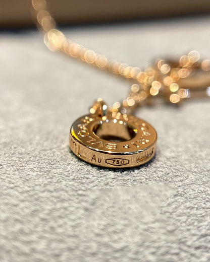 [⭐Mirelle]DREAM MOP DIAMOND PAVED PINK GOLD NECKLACE