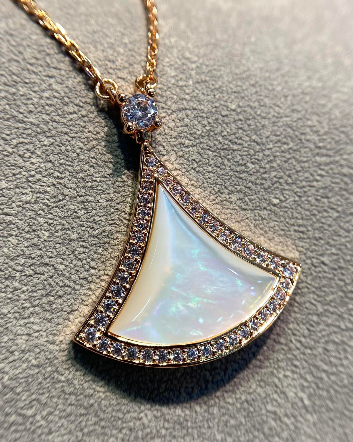 [⭐Mirelle]DREAM MOP DIAMOND PAVED PINK GOLD NECKLACE
