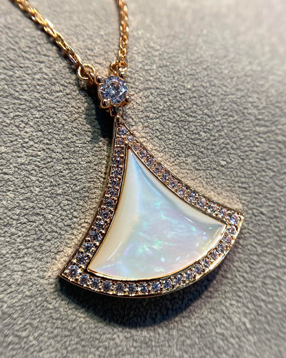[⭐Mirelle]DREAM MOP DIAMOND PAVED PINK GOLD NECKLACE