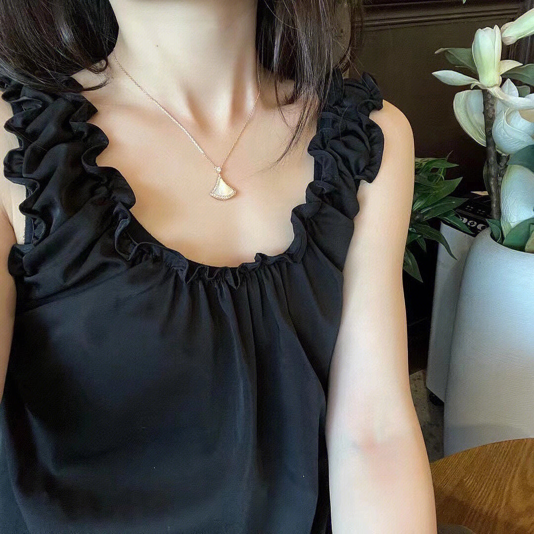 [⭐Mirelle]DREAM MOP DIAMOND PAVED PINK GOLD NECKLACE