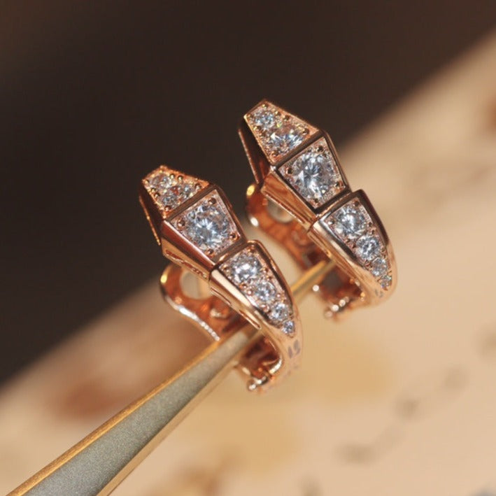 [⭐Mirelle]SERPENT PINK GOLD DIAMOND EARRINGS